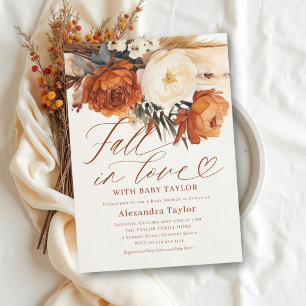 Convites Chuva de Amor Boho Pampas Rust Floral Chá de Bebê