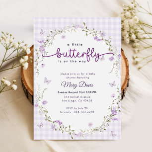 Convites Chuva de Amor Boho Primavera Lavanda Borboleta Bab