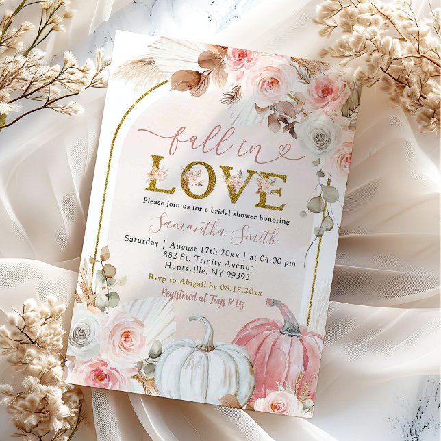 Convites Chuva de Amor Boho Rosa Abóbora Noivado (Criador carregado)