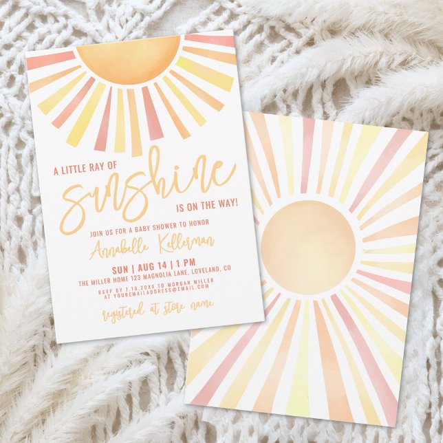 Convites Chuva de Amor Boho Sol Chuvinha de Bebê (Sunshine Boho Sun Baby Shower Invitation)