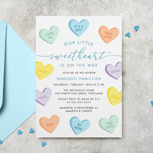 Convites Chuva de Amor Candy Hearts Baby Shower