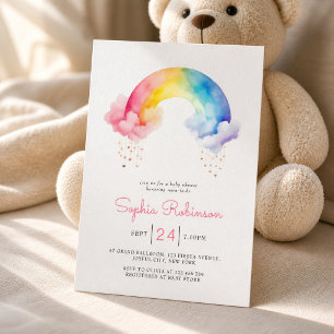 Convites Chuva de Amor: Chá de Bebê em Aquarela Moderna