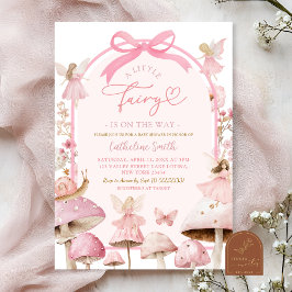 Convites Chuva de Amor Cogumelo Fada Branco e Rosa Baby Sho