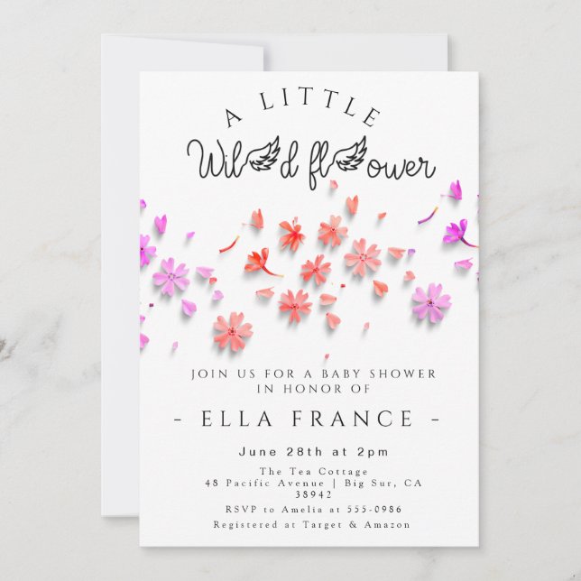 Convites Chuva de Amor de Flores Silvestres para Chás de Be (Frente)