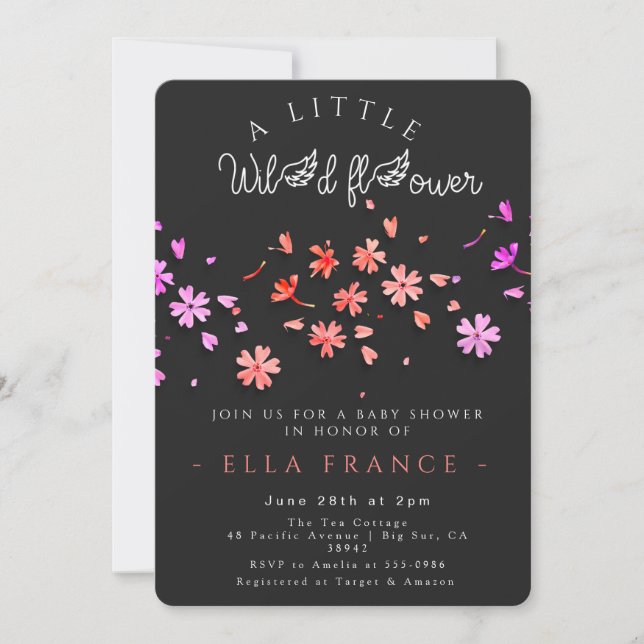 Convites Chuva de Amor de Flores Silvestres para Chás de Be (Frente)