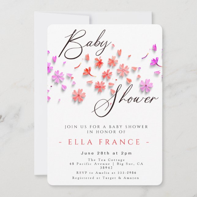 Convites Chuva de Amor de Flores Silvestres para Chás de Be (Frente)