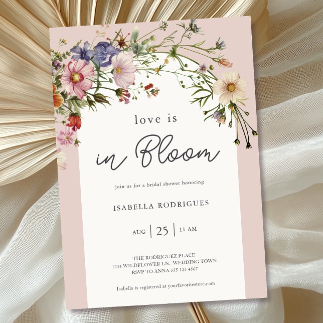 Convites Chuva de Amor de Flores Silvestres para Noivas ( Invite shown in 5 x 7 inches, choose size, paper and corner style. Buy print or digital invitations)
