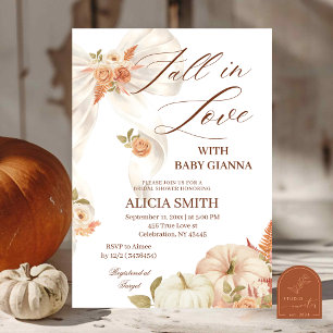 Convites Chuva de Amor de Outono de Abóbora Baby Shower