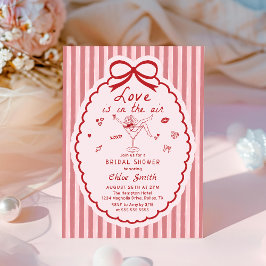 Convites Chuva de Amor Desenhada à Mão com Laço para Chá de