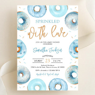 Convites Chuva de Amor Donuts Azuis Baby Shower