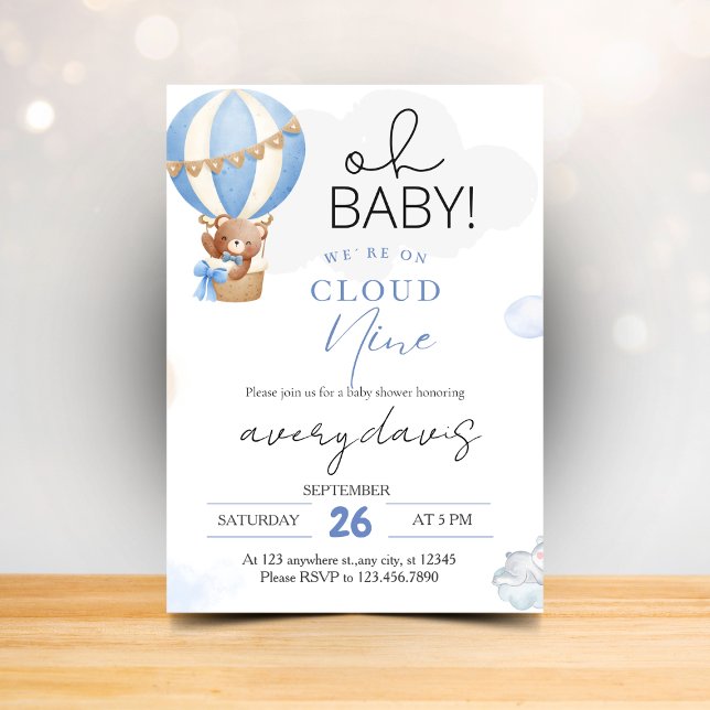 Convites Chuva de Amor Festa de Bebê Menino Azul Moderno  (Criador carregado)