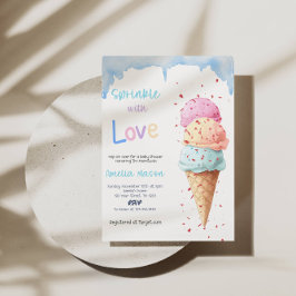 Convites Chuva de Amor Festa de Chá de Bebê com Sorvete