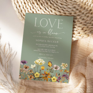 Convites Chuva de Amor Flor Silvestre Verde Musgo Chá de No