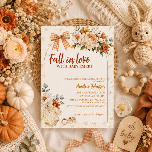 Convites Chuva de amor floral abóbora boho baby shower