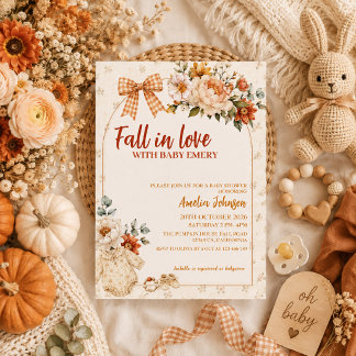 Convites Chuva de amor floral abóbora boho baby shower