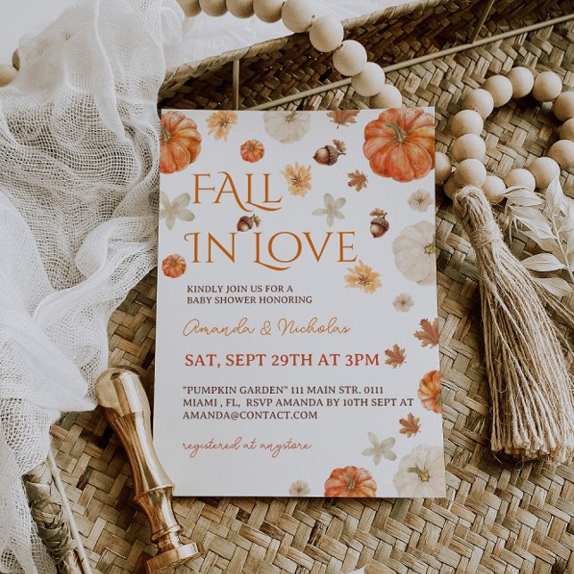 Convites Chuva de Amor Floral Baby Shower de Outono (Criador carregado)