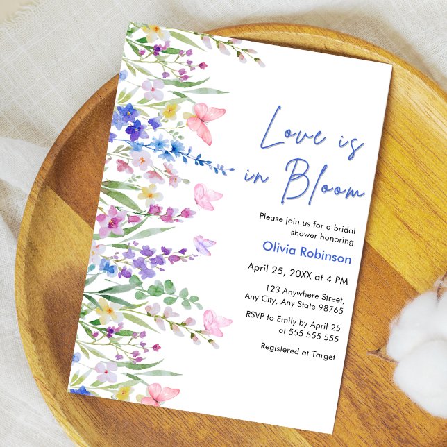Convites Chuva de Amor Floral de Primavera no Casamento  (Floral Spring Love is in Bloom Bridal Shower Invitation  )