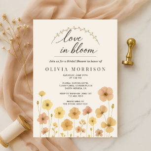 Convites Chuva de Amor Floral em Flor Boho Chá de Noiva