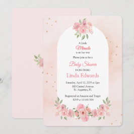 Convites Chuva de Amor Floral Pequeno Milagre Baby Shower