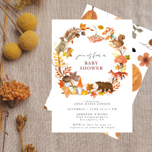 Convites Chuva de Amor Floresta de Outono Baby Shower