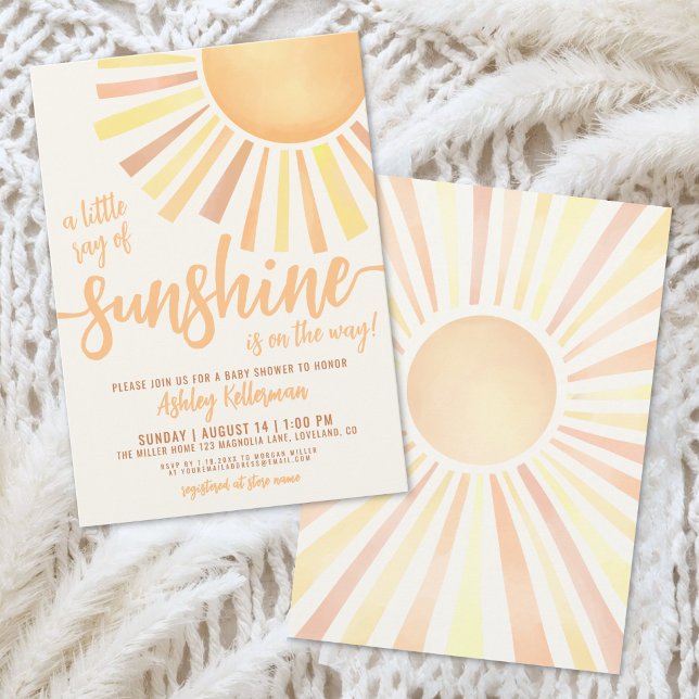 Convites Chuva de Amor Gênero Neutro Boho Chá de Bebê Sol (Sunshine Gender Neutral Boho Sun Baby Shower Invitation)