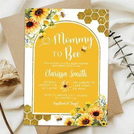 Convites Chuva de Amor Girassol Dourado para a Mamãe Abelha
