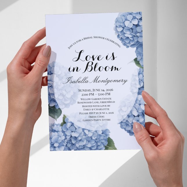 Convites Chuva de Amor: Hidrangea de Primavera para Chá de  (Love Is in Bloom Spring Hydrangea Bridal Shower Invitations
)