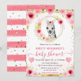 Convites Chuva de Amor Infantil de Zebra da Selva Fofa em A