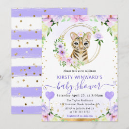 Convites Chuva de Amor Infantil Tigre da Selva Fofa em Aqua
