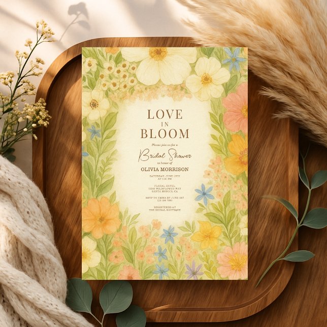 Convites Chuva de Amor Jardim de Flores Silvestres Chá de N (Criador carregado)