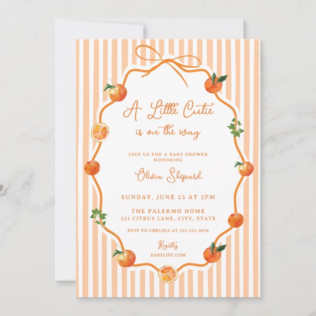 Convites Chuva de Amor Laranja Bebê Fofo Baby Shower (Frente)