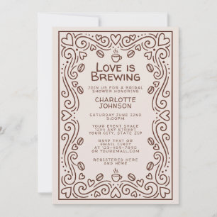 Convites Chuva de Amor Marrom Caprichoso para Chá de Noiva
