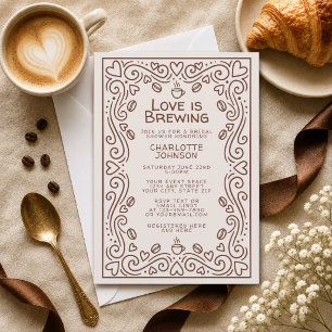 Convites Chuva de Amor Marrom Caprichoso para Chá de Noiva