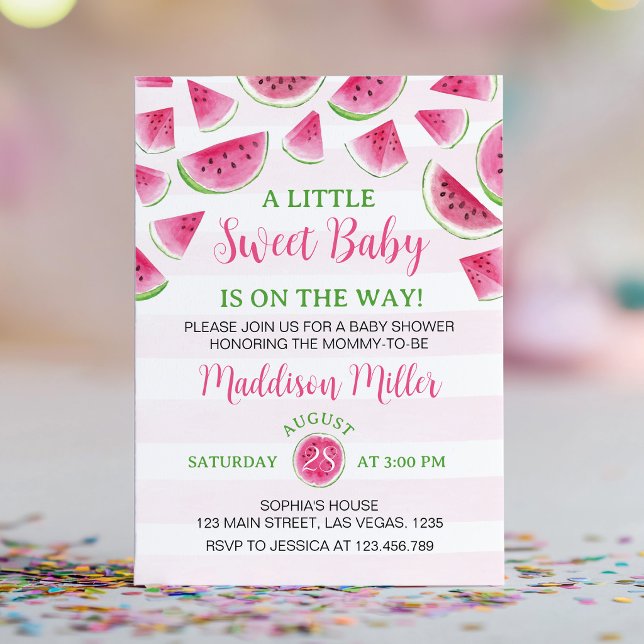 Convites Chuva de Amor: Melancia Rosa Baby Shower (Criador carregado)