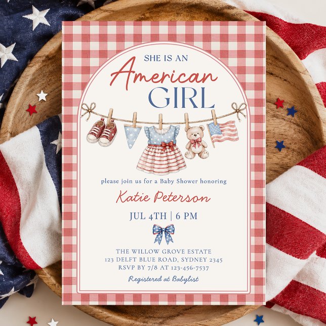 Convites Chuva de Amor Menina Americana Chá de Bebê (Criador carregado)