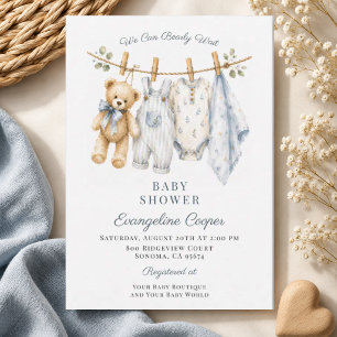 Convites Chuva de Amor Menino Azul Baby Shower em Aquarela
