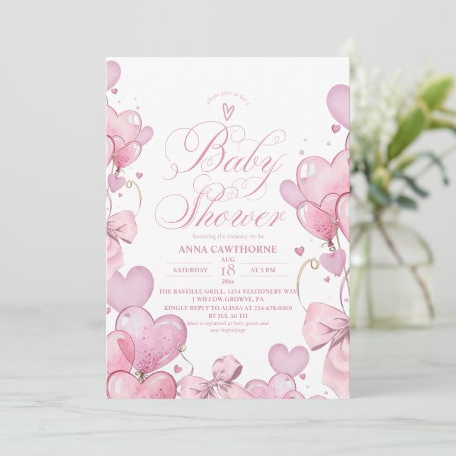 Convites Chuva de amor para o bebê (Em pé/Frente)