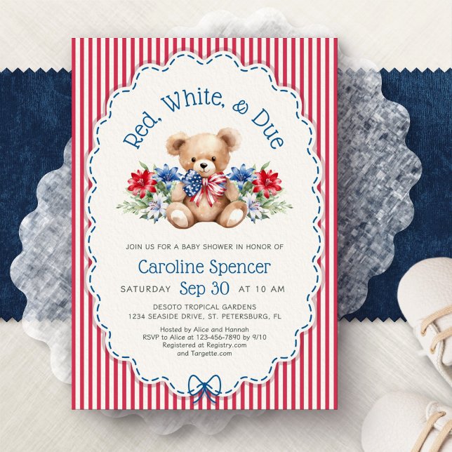 Convites Chuva de Amor Patriótica de Bebê Vermelho Branco e (Criador carregado)
