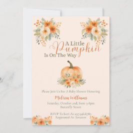 Convites Chuva de Amor Pequena Abóbora Laranja Floral Outon