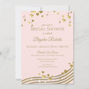 Convites Chuva de Amor Rosa e Dourado Chá de Noiva