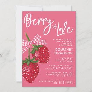 Convites Chuva de Amor Rosa e Morango Vermelho para Noiva
