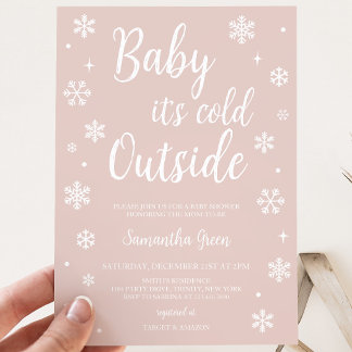 Convites Chuva de Amor Rosa Minimalista Bebê Está Frio Lá F