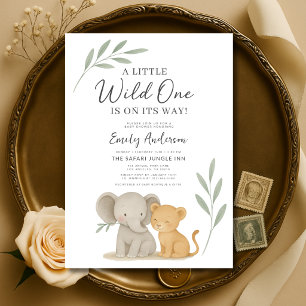 Convites Chuva de Amor Safari Pequeno Selvagem Baby Shower