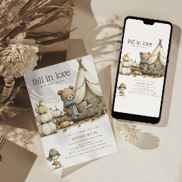 Convites Chuva de Amor Urso Florestal Baby Shower