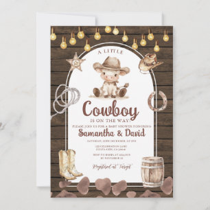 Convites Chuva de Arco de Madeira Cowboy está a Caminho Chá