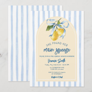 Convites Chuva de Arroz com Laço Azul Lemon Main Squeeze