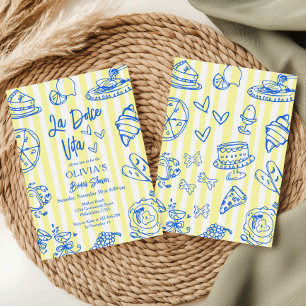 Convites Chuva de Arroz Listras Limão Italiano La Dolce Vit