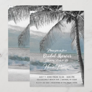 Convites Chuva de Arroz na Praia com Palmeira de Coco Branc