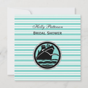 Convites Chuva de Arroz Nupcial Quadrada Faixa Azul Claro e