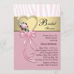 Convites Chuva de Arroz Zebra Dourada Rosa Zebra Casamento